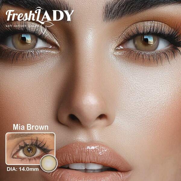 FRESH LADY Freshlady Regard esthétique Retour à l'école Pupilentes Mia Lentilles de contact de couleur marron 1 an Jetables Costume d'Halloween Cosplay
