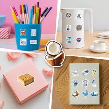 50pcs Cartoon Marine Style Stickers, Creative Doodle Stick-On Decals, Suitable For Decorating DIY Notebooks, Laptops, Luggage, Water Bottles, Glass Surfaces, Reusable Asymmetrical Shaped Stickers