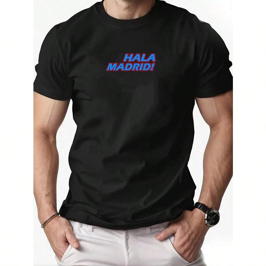 Men'S HALA MADRID Patterned Summer Casual Short-Sleeve T-Shirt - 黑色 - 查看 1