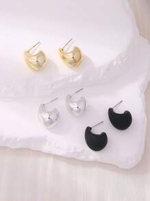 6/18pcs Metallic Teardrop Minimalist Stud Earrings For Women, Versatile Party Earrings