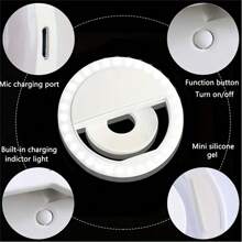 LEDSelfie Ring Light, Mobile Phone Light, Portable Light, Clip-On Light, Fill Light, Rechargeable Type - 3 Modes. Suitable For IPhone, Android, Makeup, Douyin, Live Streaming, Laptop, Tablet, Video Conference Lighting, Photography