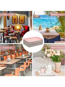 1pc/3PcThickened Plastic Restaurant Tray Fast Food Tray Bulk Rectangular Tray Restaurant Lunch Tray Kitchen Hotel Banquet (Large, Bright Color) - Multicolor - View 7