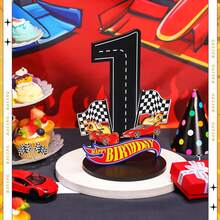 Racecar Numbers 1-9 Center Piece Decorations, Racecar Themed 9th Birthday Party Supplies, Wooden 9 Year Old Birthday Table Decor, Photo Props For 3 Years Old Boy - Black - View 4