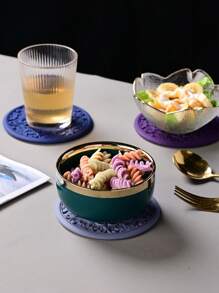 lovely flower Set Of 3pcs Traditional Round Silicone Coaster,Cup Mat Kitchen Table Heat-Resistant Coasters And Thick Insulation Pads//Coaster Set For Home Decor Tabletop Protection Suitable For Kinds Of Cups