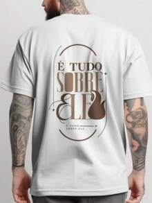 Oversized Streetwear T-Shirt Men's 100% Cotton All About Him Shirt Unisex Christian Blouse - 白色 - 查看 1