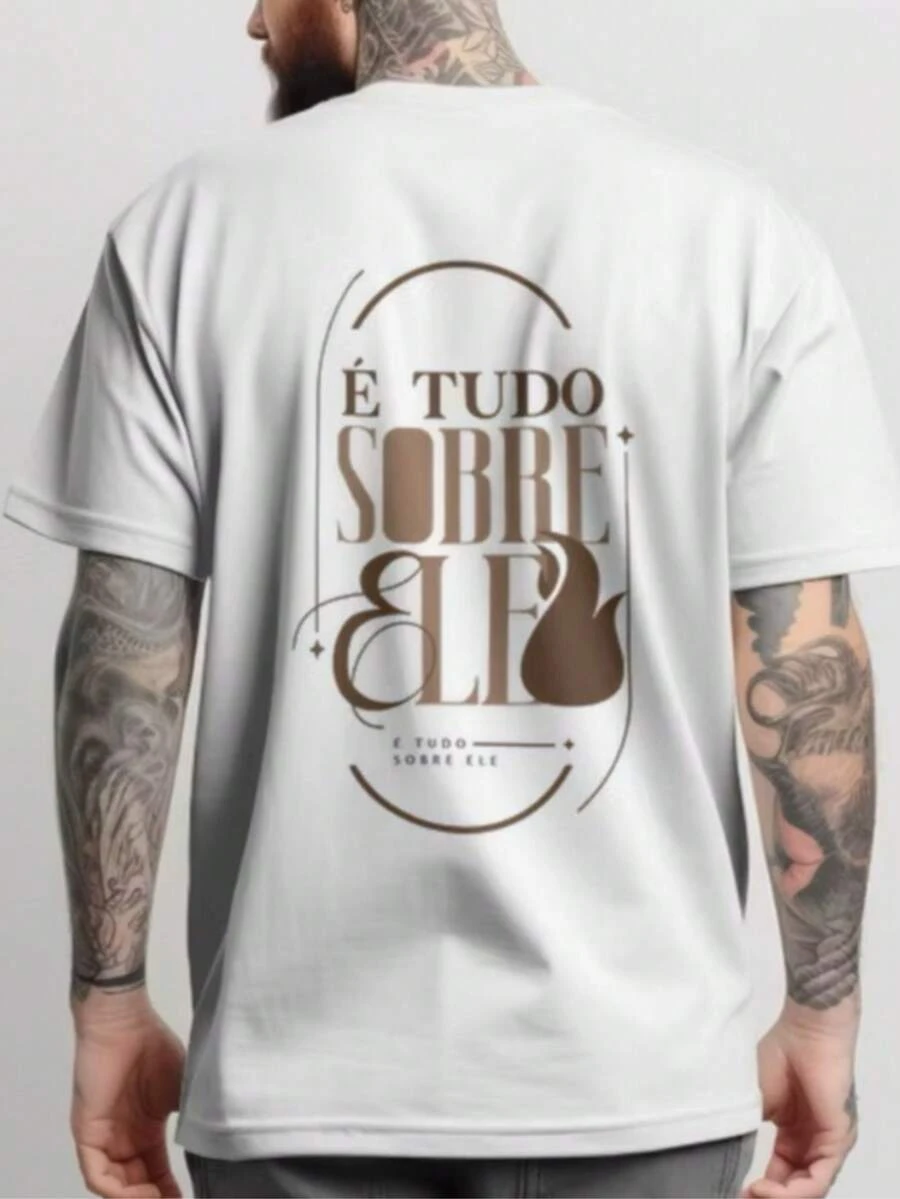 Oversized Streetwear T-Shirt Men's 100% Cotton All About Him Shirt Unisex Christian Blouse - 白色 - 查看 1