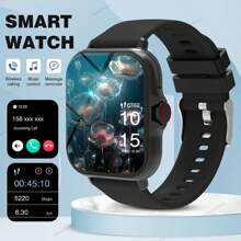 1.83 Inch HD Screen Smartwatch With Touch Control, Customizable Watch Face Wallpaper, Wireless Calling, Call Reminder/Rejection, Multiple Sports Modes, Monitors Exercise Data During Fitness/Exercise, Silicone Strap, USB Charging, Unisex Sports Watch