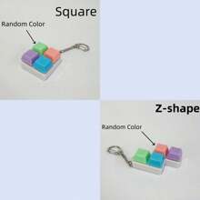1pc Random Color & Chain Style Squeeze Stress Relief Fidget Cube Keyboard Key Pendant Toy