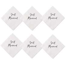 20pcs/40pcs/60pcs/Set,Newly Just Married Disposable Napkin-Elegant Wedding,Bridal Shower And Engagement Party Tabletop Decor, White Tissue With Black Cursive Print, Perfect For Celebrations And Dinner Arrangements - Multicolor - View 2
