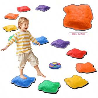Stepping Stones For Kids, Non-Slip Rubber & Plastic Balance Toddler Stepping Stones For Children's Coordination Skills, Sensory Toys Obstacle Course For Kids Indoor Outdoor Play