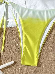 Bikinx Conjunto de bikini 2025 para mujer con Top de triángulo con estampado degradado y Bottom atada a los lados - Multicolor - Ver 7