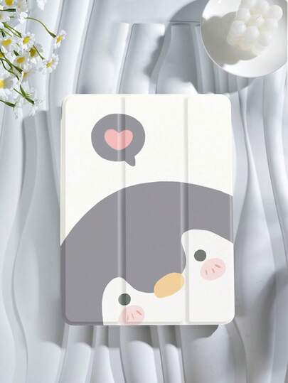 动漫可爱企鹅卡通动物图案平板电脑保护壳，兼容 iPad 9.7/10.2/10.5/10.9/12.9/Pro 11、第 10 代，兼容三星 Galaxy Tab S6 Lite 10.4 英寸，兼容 Kindle Paperwhite 第 12 代 2024，Kindle（第 11 代）2022 年发布，柔软防摔保护，智能支架/自动唤醒/睡眠