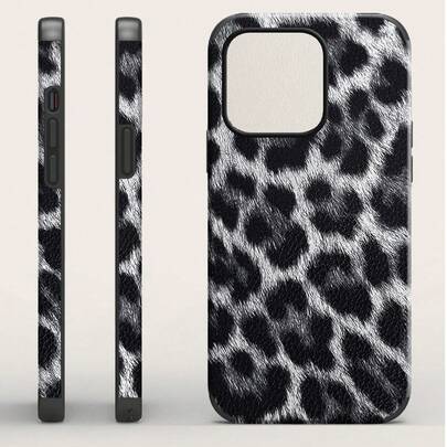1 pezzo Custodia protettiva per telefono in pelle PU con motivo leopardato, morbida, ammortizzante, con design rotante, compatibile con 11/12/13/14/15/16 Pro Max, impermeabile, anti-caduta, resistente ai graffi