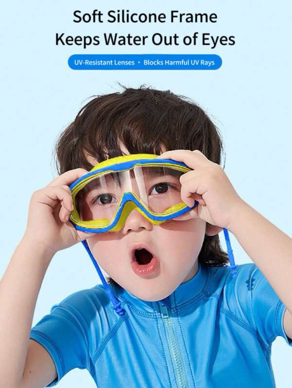 1pc High Definition Kids Swim Goggles With Earplug, Waterproof Anti-Fog Oversized Swim Glasses For Boys And Girls