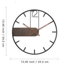 Large Size Wrought Iron & Wood Combination Wall Clock, European Style Fashion Wall Clock, Home Decor For Living Room, Bedroom, Simple & Luxury Design, Silent Movement Room Decor - 彩色 - 查看 14
