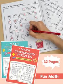 Math Puzzles Workbook For Kids,32 Pages/Book Fill In The Blanks Game Within 20,Mental Arithmetic:Addition,Subtraction,Multiplication And Division,Brain Exercises For Child,Stimulating Curiosity And Interest In Mathematics Through Interactive Experiences,Stationery, School Supplies, Educational Games, Home Learning, Preschool Math Improvement, Back-To-School Gifts(There Are Answers At The Back)