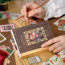 Natural Memory Warm Gift Box Stationery Set, Includes Nature Plant Floral Decoration Material Stickers Tapes, High-Quality Notebook, Planner Gift Box