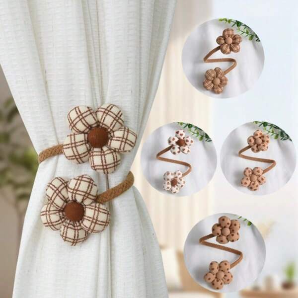 [ Rope Flower Ties] 1pc Chic Rope Curtain Tiebacks - Modern Simple Design Holdback For Living Room Home Decoration Room Decor Living Room Decor Curtains