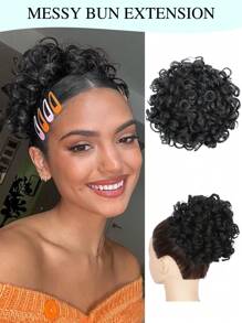 Large Curly Messy Bun Hair Piece Elastic Drawstring Ponytail Loose Wavy Short Ponytail Extension Synthetic Hair Tousled Fake Hair Bun For Women Daily Use
