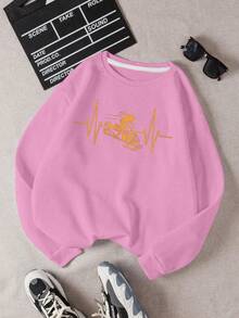 Men S Snowmobile Adventure Illustration Women's Fashion Sweatshirts - Pink - View 1