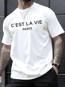 C'est La Vie T-Shirt - French Lover Gift - 100% Cotton Summer Tops Graphic Tees, Y2K Clothes Graphic T Shirts For Men, Jamaica Nana Shirt Ropa De Hombre - White - View 1