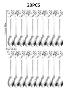 20 件不锈钢叶形咖啡/茶/甜点勺，迷你咖啡勺，甜点勺，下午茶勺套装，创意勺子，经济耐用，适用于家庭厨房、餐厅、婚礼派对、礼物、洗碗机友好型、学校用品