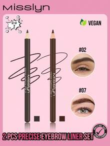 Misslyn 2Pcs Precise Eyebrow Liner Set, Fills Brows, Contours, Combs, Tames, Highly Pigmented, Blendable Pencil Fill And Defined Brows, Natural Eyebrow Shape, Soft Formula, Long Lasting, Highly Pigmented - Cruelty Free,Vegan,Cruelty Free