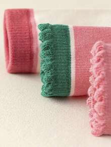 10 đôi tất cotton dài đến bắp chân họa tiết dâu tây và hoa cho bé gái, tất thường ngày thoáng khí thoải mái cho mọi mùa - Nhiều màu - Xem 9