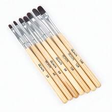 7pcs Gel Nail Brush Set For Nail Tips Builder & Overlay, Sculpting, Poly Gel, And Extensions. Oval Brushes Manicure Painting Pen - WOODEN - Yellow - View 4