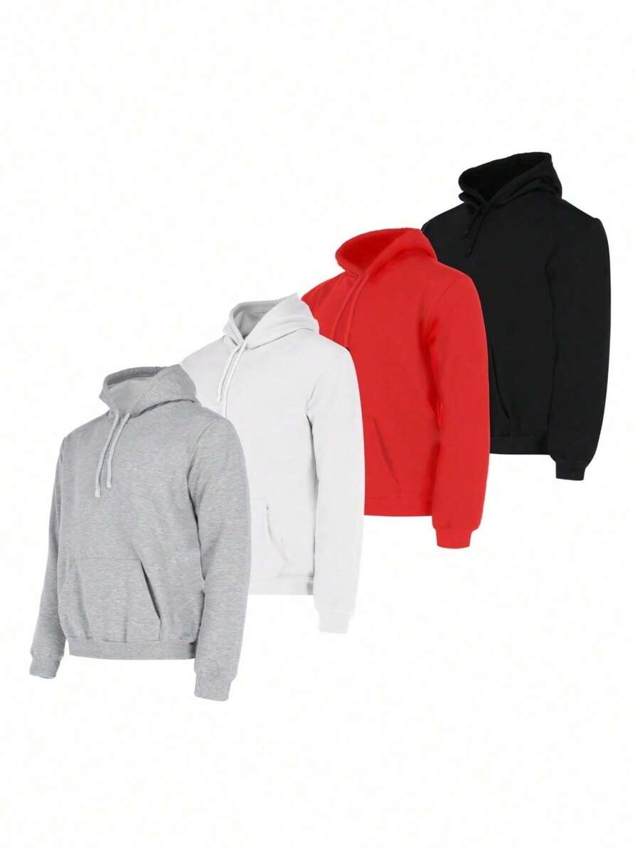 Paquete 4 Sudaderas Hoodie Con Capucha Colores Basicos - Multicolor - Ver 1