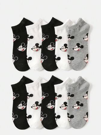 5/10/15 Pairs Kids/Girls/Boys Socks, Cute  Head Pattern Design, Fashion Soft Comfortable Breathable Casual Sport Mid-Calf Socks, Suitable For Students, Daily Wear, Holidays, Travel, Back To School, Random Color