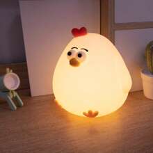 Cute Gugu Chicken Night Light, Silicone Lamp For Bedroom Or Living Room, Rechargeable, Touch Sensor Table Lamp