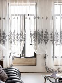 قطعة واحدة من الستائر الشفافة ذات التطريز الفرنسي الفاخر والنمط الأوروبي المرصع باللؤلؤ، للاستخدام في غرفة النوم والصالون والشرفة