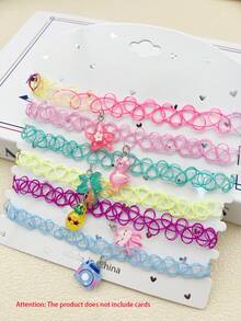 Set de 6 collares con colgantes lindos, collares elásticos, tema de verano de unicornio - A - Ver 11