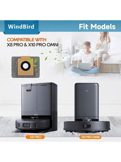 Eufy Replacement Dust Bags, Compatible X8 Pro X10 Omni Robot Vacuum, 3L Large Capacity, Layer Fabric Upgrade view 2