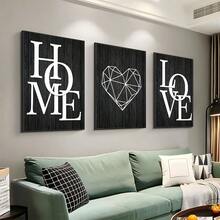 3 件黑色家居爱情海报和印刷品、高品质帆布印刷、黑白帆布画、北欧装饰家居艺术、适用于客厅和卧室、帆布墙艺术、家居装饰、房间海报、房间装饰美学、房间装饰用品、可选框架。 - 黑與白 - 查看 1