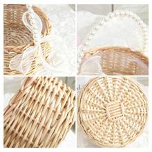 Panier de fleurs de mariage Demoiselle d'honneur avec poignée de perle Panier de fleurs en dentelle blanche Style vintage rustique Décoration de cérémonie de mariage Fête de la mariée
