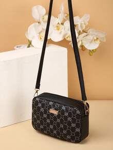 Mini Black Heart Pattern Crossbody Bag For Women - Black - View 1