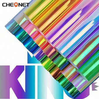 Cheonet Holographic Self-Adhesive Vinyl- Geometric Pattern, Mixed Colors, Shiny Finish For DIY Home Decor, Car Wraps & Craft Project