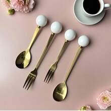 1/2/4/6 pièces Set de fourchette et de cuillère en acier inoxydable de luxe - Couverts mini élégants avec finition miroir - Idéal pour le thé de l'après-midi, les mariages, les cafés et les voyages - Cadeaux de vaisselle haut de gamme pour les femmes, les remises de diplômes, la fête des mères et les anniversaires - résistants à la rouille