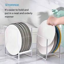 A Black And White Simple And Fresh Kitchen Plate, Dining Plate, Tableware, Dish, Dish Drain Storage Rack, Household Sorting Plate, Dish Tableware, Bowl, Plate, Cabinet Built-In Rack, Kitchen Plate Drain Rack, Dish Rack, Dish Storage Rack, Household 1PC