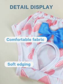 1pc/2pcs Cute Heart & Bow Design Pet Physiological Pants Prevent Harassment Pants, Suitable For Medium & Small Cats & Dogs - Baby Pink - View 3