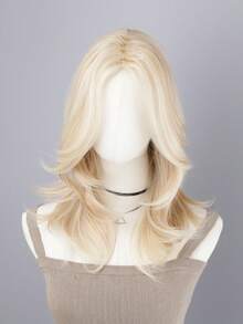 22 英寸金色合成假发，带流苏，耐热，中长，适合日常佩戴、派对、圣诞节和万圣节