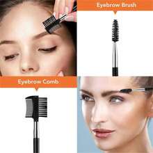 12PCS Black Eyebrow Trimmer Set Eyebrow Razor Kit Eyebrow Scissors Eyebrow Comb Razor For Face Tweezers Eyelash Eyelash Brush - Black - View 8