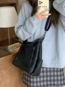 Torba typu tote Merat Vintage, 2025 New Fashion Niche Zipper Under Arm Bag, duża pojemność, torba na ramię do dojazdów do pracy