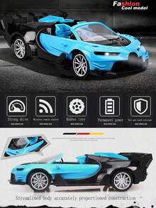 大型遥控汽车玩具，可转换四驱遥控漂移高速车，抗碰撞遥控漂移赛车，运动型轿跑车模型车玩具，儿童玩具，高速竞赛遥控车，红色/蓝色，4通道，1:18比例大型漂移赛车