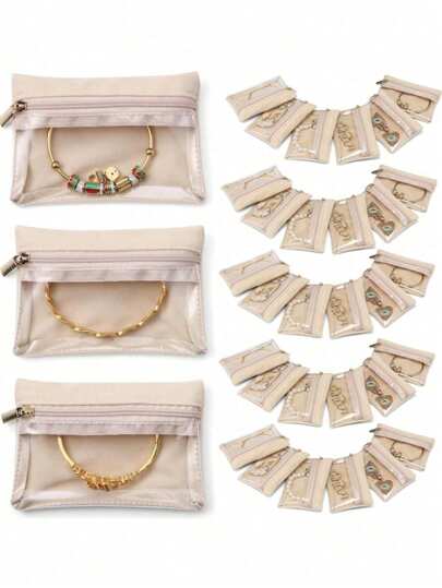 12pcs Jewelry Organizer Set, Jewelry Travel Bag/Case/Pouch, Suitable For Women To Store Necklaces, Bracelets, Rings, Earrings, Zipper Sealed, Compact & Portable, Protect Jewelry From Oxidation And Scratches, Multi-Function Storage For Coins, Keys