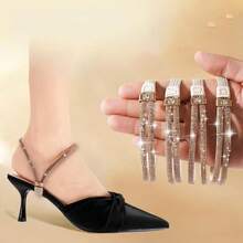 2pcs LuxeShine Faux Leather High Heel Ankle Straps With Rhinestone Accents - Adjustable, Non-Slip, Secure Fit Shoe Accessories - Multicolor - View 11