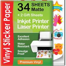 100 Sheets Glossy Printable Vinyl Sticker Paper For Inkjet And Laser Printers - 8.5" X 11" - Waterproof, Fast Drying, Vibrant Colors - White - View 2