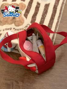 Sanrio 1 geantă de mână Sanrio Hello Kitty, geantă de depozitare cu fundă 3D roșie, geantă de cosmetice, potrivită pentru ieșiri zilnice, depozitarea cosmeticelor, întâlniri cu prietenele și un cadou ideal